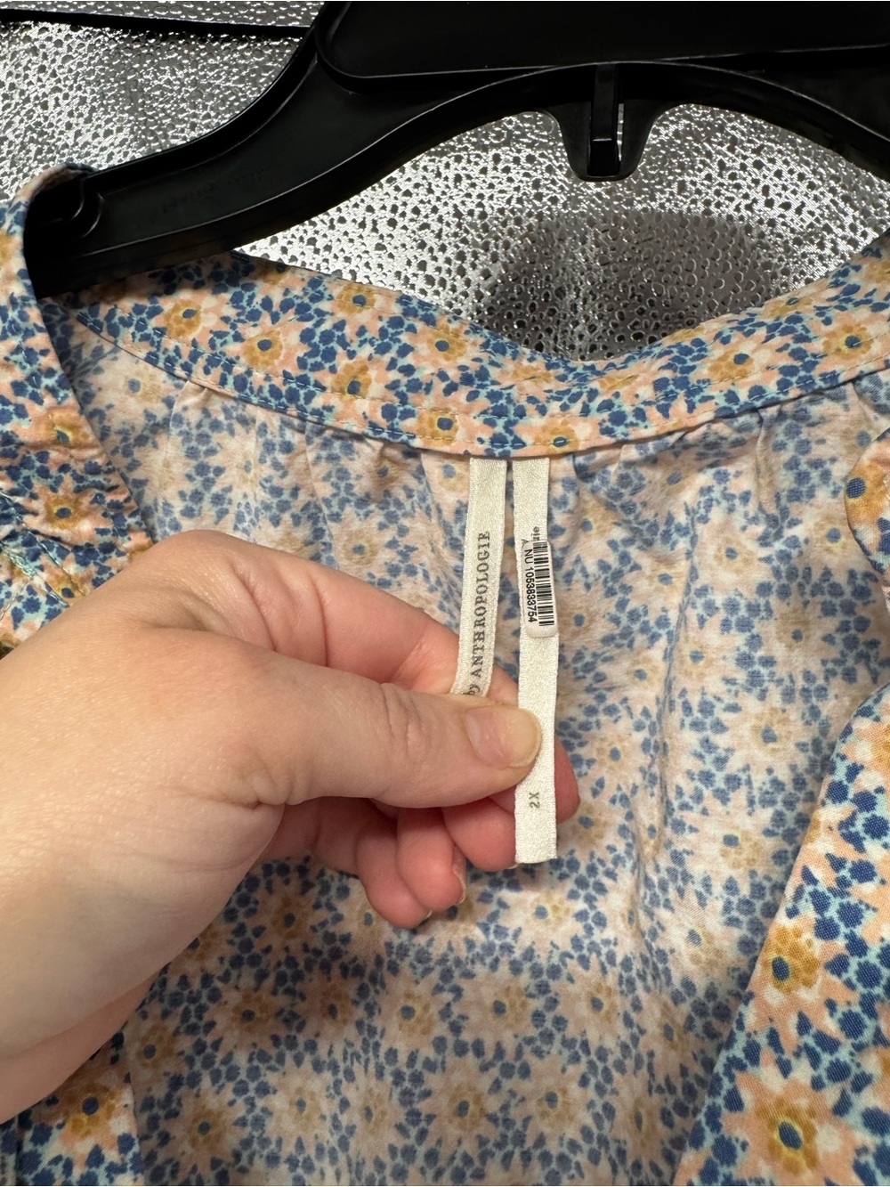 Anthropologie ruffle sleeve mini dress boho print cotton 2X - Picture 9 of 10